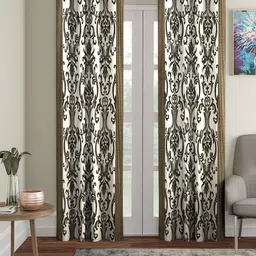 Cortina Olive Brown & White Set of 2 Long Door Curtains-image-22