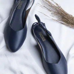 Shoetopia Women Blue Solid Ballerinas-picture-37