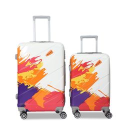 Polo Class Set of 2 Orange & White Printed Hard-Sided Medium Trolley Suitcase-2
