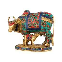 CraftVatika Gold-Toned & Red Brass Religious Idol Showpiece-28