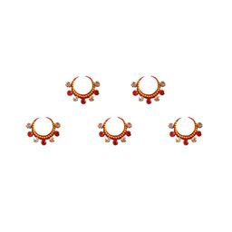 Comet Busters Red Stone Studded Crescent Shaped Bindis - 5 Pcs-22