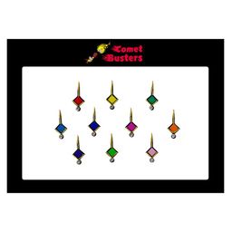 Comet Busters 10 Pcs Embellished Reusable Designer Bindis - Multicoloured-43