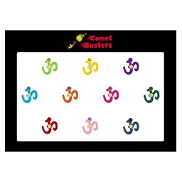 Comet Busters 10 Pcs Embellished Reusable Om-Shaped Designer Bindis - Multicoloured-1