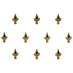 Comet Busters Set of 10 Stone-Studded Designer Bindis - Gold-Toned-12