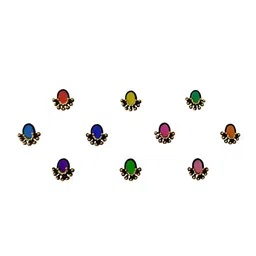 Comet Busters 10 Pcs Embellished Reusable Designer Bindis - Multicoloured-22