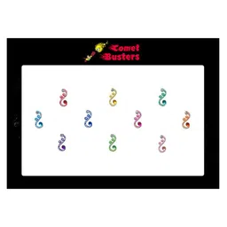 Comet Busters 10 Pcs Embellished Reusable Designer Bindis - Multicoloured-33