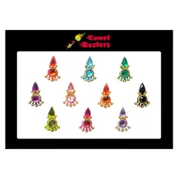 Comet Busters 10 Pcs Multicoloured Stone Studded Bindi-47
