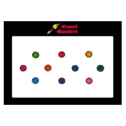 Comet Busters 10 Pcs Embellished Reusable Circular Designer Bindis - Multicoloured-17