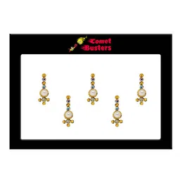 Comet Busters 5 Pcs Embellished Reusable Designer Bindis - Gold-Toned-26