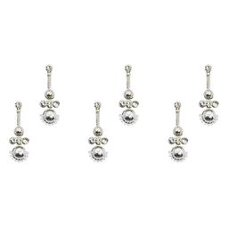 Comet Busters 6 Pcs Embellished Reusable Designer Bindis - Silver-Toned-48