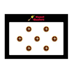 Comet Busters 7 Pcs Embellished Reusable Designer Bindis - Maroon & Gold-Toned-43