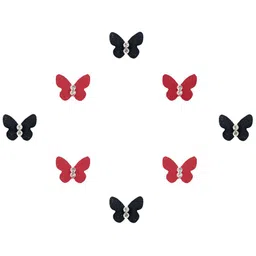 Comet Busters 8 Pcs Embellished Reusable Designer Butterfly-Shaped Bindis - Red & Black-15