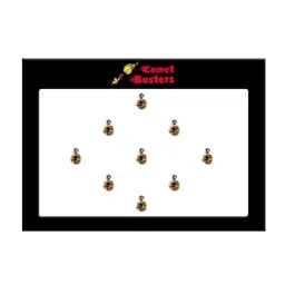 Comet Busters 9 Pcs Embellished Reusable Designer Bindis - Gold-Toned-47
