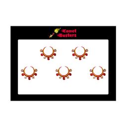 Comet Busters Red Stone Studded Crescent Shaped Bindis - 5 Pcs image 2