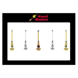 Comet Busters Gold-Coloured & Silver-Coloured Set Of 5 Embellished Bindis image 3