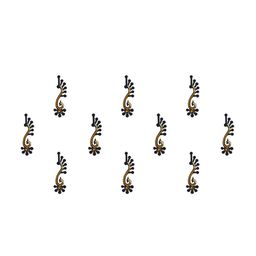 Comet Busters 10 Pcs Embellished Reusable Designer Bindis - Black & Gold-Toned image 3