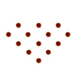 Comet Busters 13 Pcs Beaded Reusable Circular Designer Bindis - Red & Gold-Toned image 3
