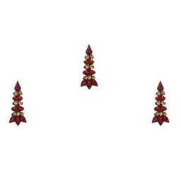 Comet Busters 3 Pcs Embellished Reusable Designer Bindis - Red image 2