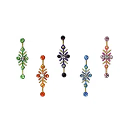 Comet Busters 5 Pcs Embellished Reusable Designer Bindis - Multicoloured image 3