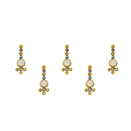 Comet Busters 5 Pcs Embellished Reusable Designer Bindis - Gold-Toned image 2