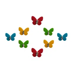 Comet Busters 8 Pcs Embellished Reusable Designer Butterfly-Shaped Bindis - Multicoloured image 3