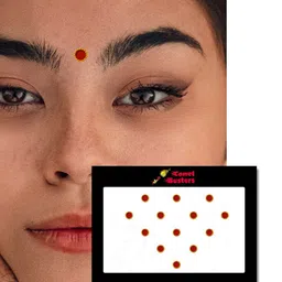 Comet Busters 13 Pcs Beaded Reusable Circular Designer Bindis - Red image 2