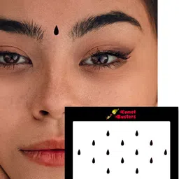 Comet Busters 14 Pcs Reusable Teardrop-Shaped Designer Bindis - Black image 3