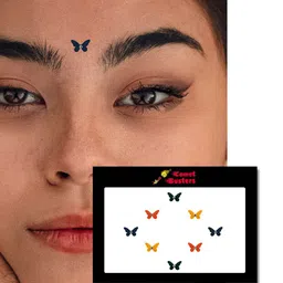 Comet Busters 8 Pcs Embellished Reusable Designer Butterfly-Shaped Bindis - Multicoloured image 2