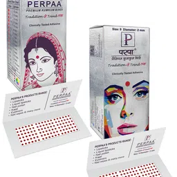 PERPAA Set of 2 Maroon Velvet Kumkum Bindi Box with 15 Flaps Each - Size 9-51