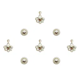 Comet Busters 8 Pcs Embellished Reusable Designer Bindis - Gold-Toned image 1