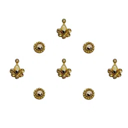 Comet Busters 8 Pcs Embellished Reusable Designer Bindis - Gold-Toned image 1