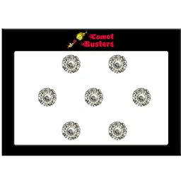 Comet Busters 7 Pcs Embellished Reusable Designer Bindis - Silver-Toned image 1
