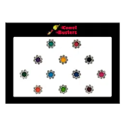 Comet Busters 12 Pcs Embellished Reusable Designer Bindis - Multicoloured image 1