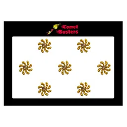 Comet Busters 7 Pcs Embellished Reusable Designer Bindis - Gold-Toned image 1