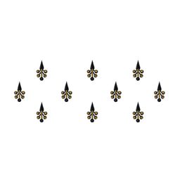 Comet Busters 10 Pcs Reusable Beaded Designer Bindis - Black & Gold-Toned image 2
