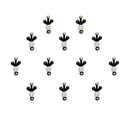 Comet Busters 12 Pcs Embellished Reusable Designer Bindis - Black image 2