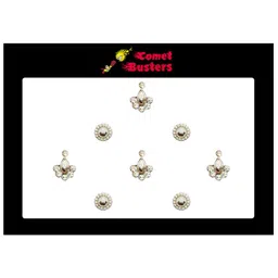 Comet Busters 8 Pcs Embellished Reusable Designer Bindis - Gold-Toned image 2