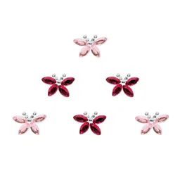 Comet Busters 6 Pcs Embellished Reusable Butterfly-Shaped Bindis - Magenta & Pink image 2