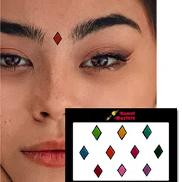 Comet Busters 10 Pcs Reusable Diamond-Shaped Designer Bindis - Multicoloured image 3