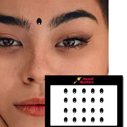 Comet Busters 20 Pcs Embellished Reusable Designer Bindis - Black image 3