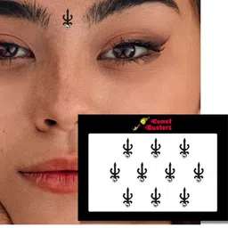 Comet Busters 10 Pcs Embellished Reusable Designer Bindis - Black image 3