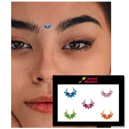 Comet Busters 5 Pcs Embellished Reusable Designer Bindis - Multicoloured image 3