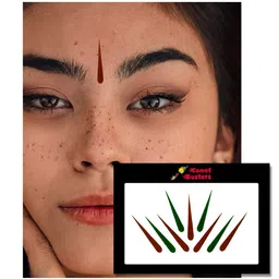 Comet Busters 9 Pcs Reusable Designer Bindis - Maroon & Green image 2