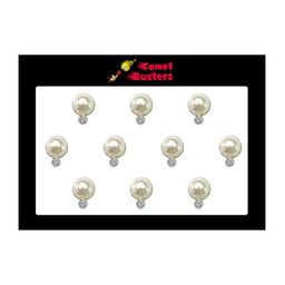 Comet Busters 10 Pcs Embellished Reusable Designer Bindis - Off-White image 1