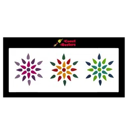 Comet Busters 57 Pcs Reusable Designer Teardrop-Shaped Bindis - Multicoloured-45