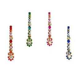 Comet Busters 4 Pcs Multicoloured Floral Shape Stone Studded Bindi-10