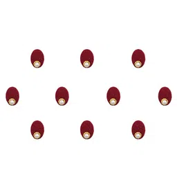 Comet Busters 10 Pcs Embellished Reusable Oval Bindis - Maroon image 2