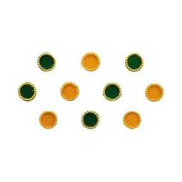 Comet Busters Set Of 10 Designer Circular Bindi - Green & Yellow image 2