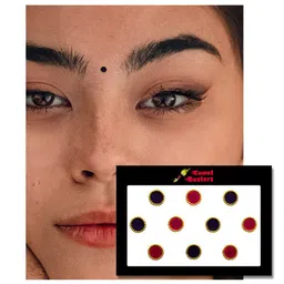 Comet Busters Black & Red Stone Studded Round-Shaped Bindis - 10 Pcs image 3