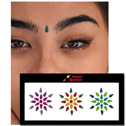 Comet Busters 57 Pcs Reusable Designer Teardrop-Shaped Bindis - Multicoloured image 3